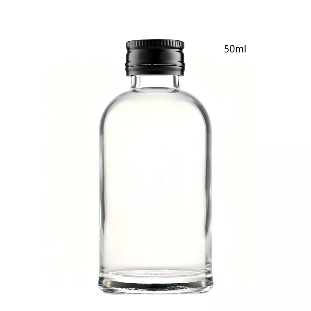 50 ml rund irländsk whiskyflaska i glas med skruvlock